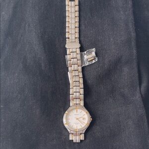 Seiko Gold and Silver Watch with White Dial